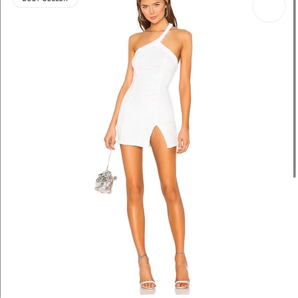 New SUPERDOWN Cicely Mini Dress in White one shoulder - Picture 2 of 9